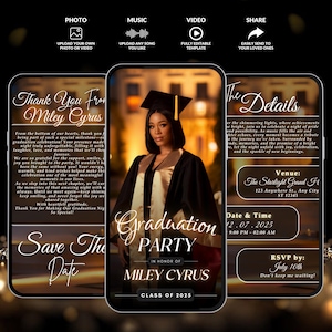 2025 Graduation Save The Date Invitation, Save The Date Graduation Party, Class of 2025, Save The Date Text, Grad Itinerary, Canva Template