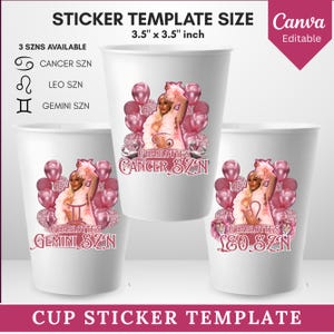Styrofoam Cup Sticker Template, Editable Party Cup Template Customizable Styrofoam Cup Design, Cup Sticker Template, Custom Party Cups Canva