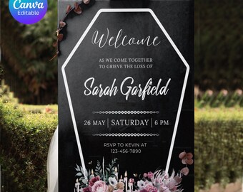 Death to My 20s Party Welcome Sign Editable RIP Youth Welcome Sign Template Funeral For My Youth Welcome Sign Canva Template InstantDownload