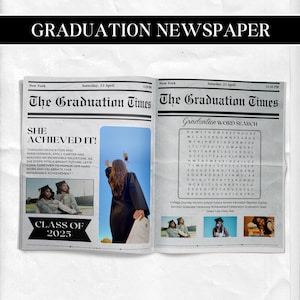 Canva Graduation Newspaper Template, Large Graduation Newspaper, Printable Large Newspaper Canva Template, Newspaper Graduation Announcement