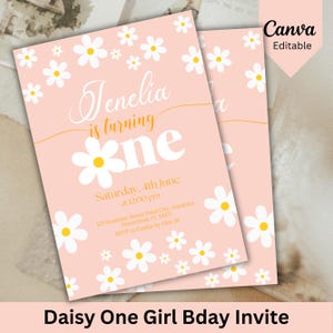 Daisy First Birthday Invitation, Daisy Invitation, Daisy Birthday Theme Party Decor,Flower Invite,Girl Birthday Party Daisy Party