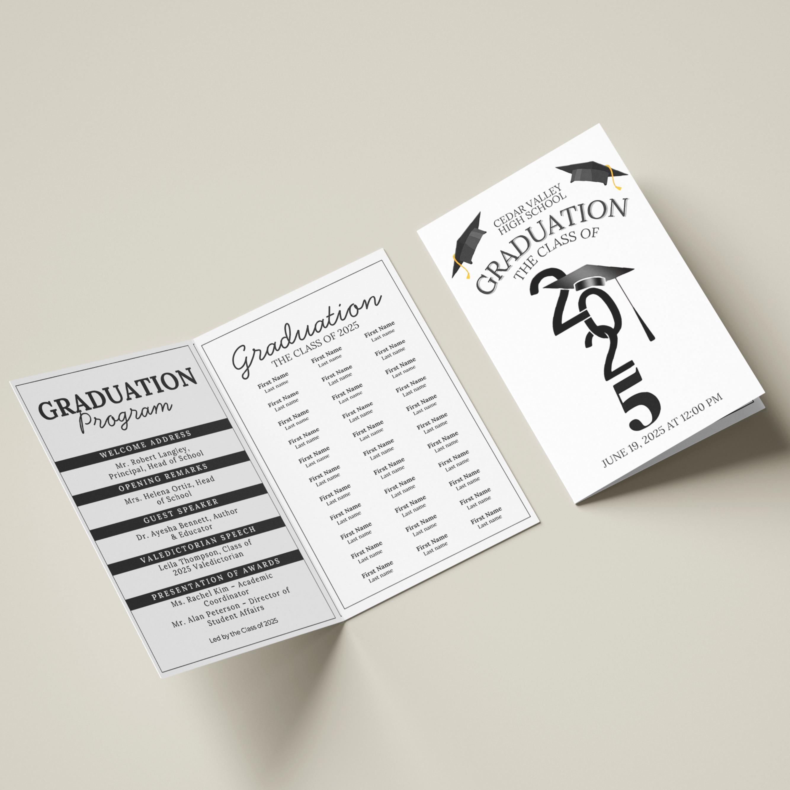 2025 Graduation Program Template, Editable 2025 Ceremony Card, Class of ...