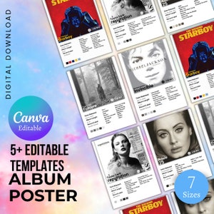 Canva Album Poster, Album Cover Posters, digital album cover posters, Album Cover,  Album Printable Poster, Canva template, Instant Download