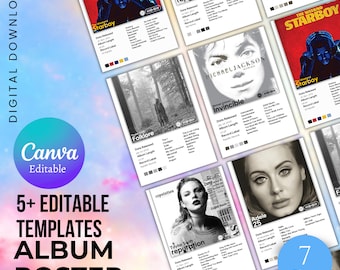 Canva Album Poster, Album Cover Posters, digital album cover posters, Album Cover,  Album Printable Poster, Canva template, Instant Download