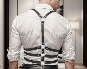 Suspender Waist harness men, Harness belts on clothes, Leather chest harness men, Men's body belts, Club party wear, Gift for Boyfriend