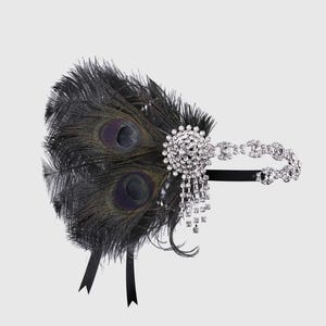 Rhinestone Feather Headpiece: 1920s Flapper Gatsby Headband