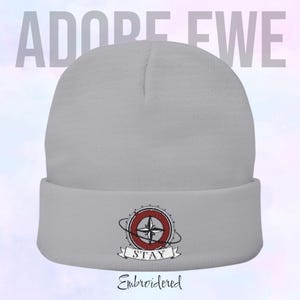 Embroidered Knit Beanie, Skz Fan Gift, STAY Winter Hat, Custom Embroidery, Kpop Fashion, Stray Kids Fanmade Merch