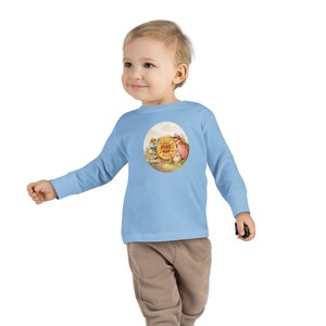 Charmant t-shirt à manches longues pour tout-petits enfants jouant avec des produits de boulangerie graphique vintage image 9