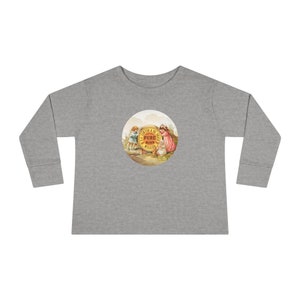 Charmant t-shirt à manches longues pour tout-petits enfants jouant avec des produits de boulangerie graphique vintage image 1