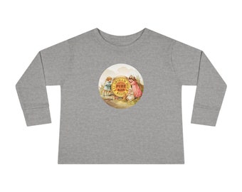 Encantadora camiseta de manga larga para niños pequeños jugando con productos para hornear gráfico vintage