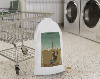 Modern Meets Vintage Laundry Bag Boy Swinging from Star French Laundry Soap Stylish