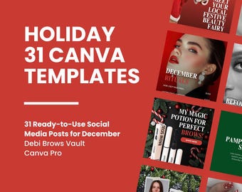 Holiday 31 Canva Templates | Daily December Social Media Posts | Beauty Business