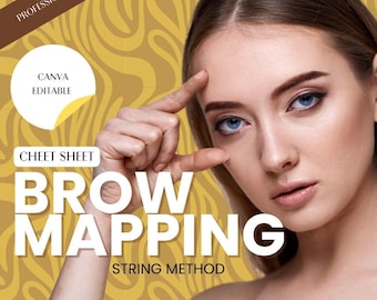 Brow Mapping Cheat Sheet, String method for Brow Artists, 6-Page Editable Guide, Brow Mapping Tips, Customizable PMU Resource