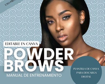 Plantilla del Manual de Capacitación de Cejas Powder Brows Editable en Canva Descarga Digital para Artistas de PMU