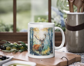 Cup - motif deer watercolor -1-