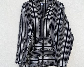 Chaqueta de cáñamo de algodón tejida a mano: sudadera bohemia unisex, regalo para ella