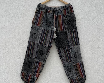 Handmade Patchwork Cotton Harem Pants, Boho Festival Trousers, Gift for Her