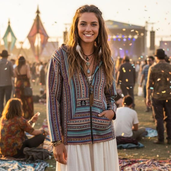 how to dress like a hippie in the winter Boho Chic Bohemian Coats Outfits Boho Chic Winter Winter Outfits Boho Winter Jacket Boho MIDI DRESS L224055 Soft Tulle V Style:Dress(Pre-Sale)