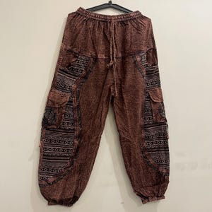 Stonewash Cotton Hippie Trousers: Boho Festival Pants