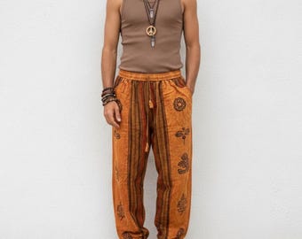 Unisex Boho Patchwork Haremshose, Hippie Festival Hose, Baumwolle Yoga Hose, Boho Lounge Wear, einzigartiges Geschenk für Sie