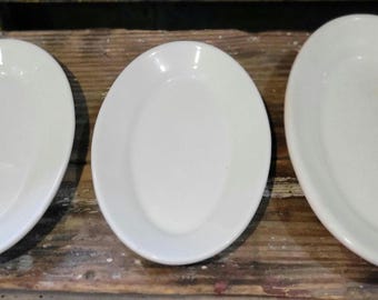 Vintage Oval Ironstone Bread Plates Set of 3