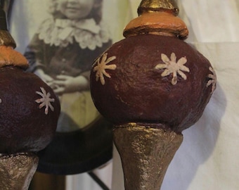 primitive paper mache christmas ornament