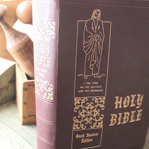 Old Bible, Brown Leatherbound Religious Text