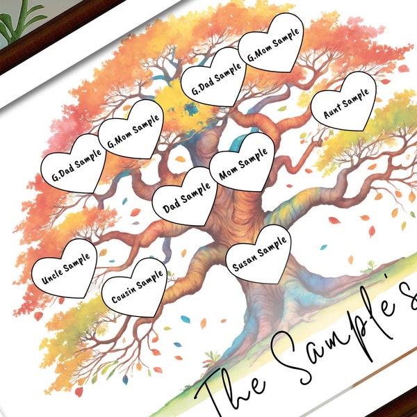 Unique and Special Gift For Mothers Day, Hearts Tree Perfect Gift for Anniversary Wedding Grandparents Teacher Gift Editable Template