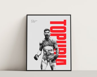 Cartel minimalista de Ilia Topuria, luchador campeón de MMA de UFC / Imprimible / Arte de pared