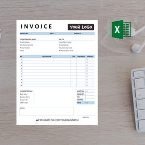 Simple Small Business Invoice, Editable Invoice Template, Printable Invoice Template, Custom Invoice Template, Invoice Excel Format