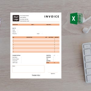 Minimalist Small Business Invoice, Editable Invoice Template, Printable Invoice Template, Custom Invoice Template, Invoice Excel Format
