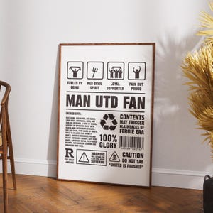 Man Utd Fan Art Print, Funny Football Poster, Digital Download