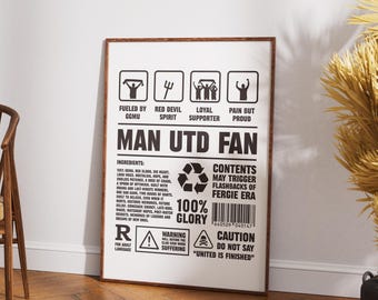 Man Utd Fan Art Print, Funny Football Poster, Digital Download