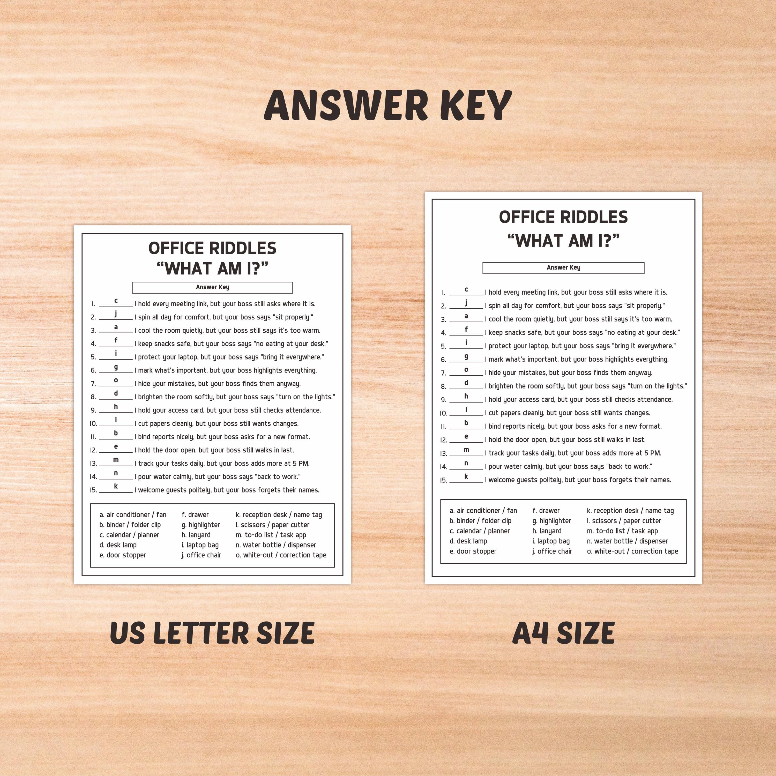 Office Riddles Image Office Riddles Game, Team Building Icebreaker Activity, Instant ...