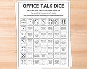 Office Talk Dice Game, Team Building Icebreaker Question Activity, Instant Download