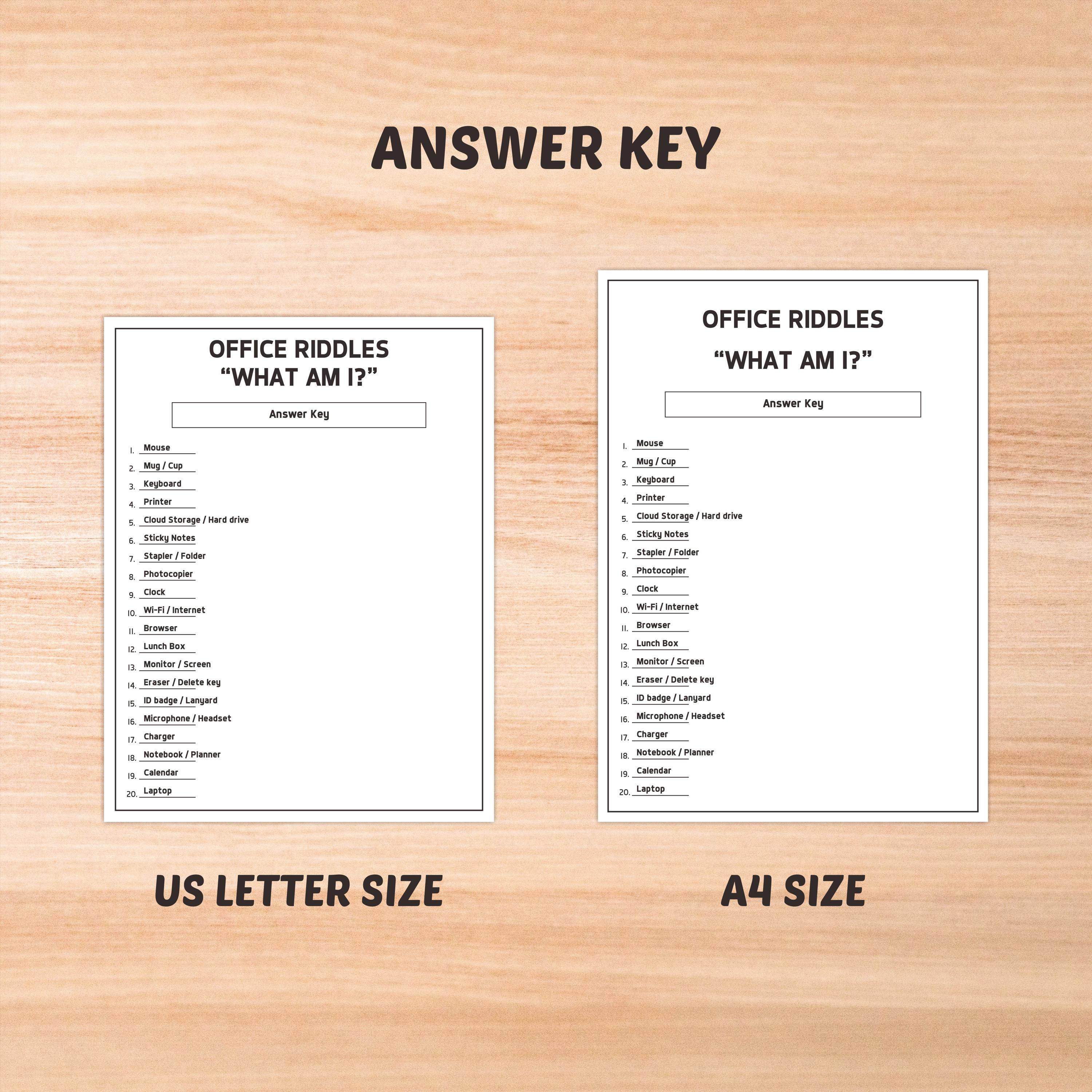 Printable Office Riddles Office Riddles Game, Team Building Icebreaker, Workplace Party Activity ...
