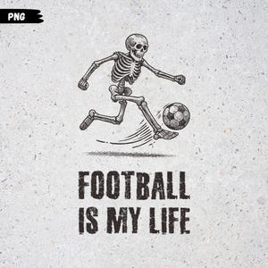 Football Is My Live PNG: Skull Playing Soccer Clipart