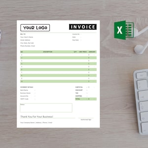 Editable Invoice Template, Minimalist Small Business Invoice, Printable Invoice Template, Custom Invoice Template, Invoice Excel Format