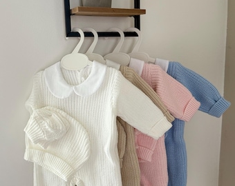 Baby knit outfit 0/3 months - Outfit - Newborn set - Personalized outfit - Unisex outfit - Peter Pan collar