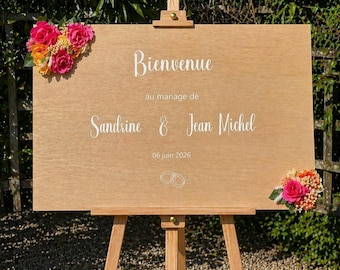 Panneau de bienvenue - Tableau de bienvenue - Panneau en bois pour baptême - Panneau pour mariage - Panneau personnalisé - Mariage - Baptême