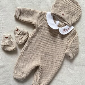 Baby knit outfit 0/3 months - 6 months - Outfit - Newborn set - Personalized outfit - Unisex outfit