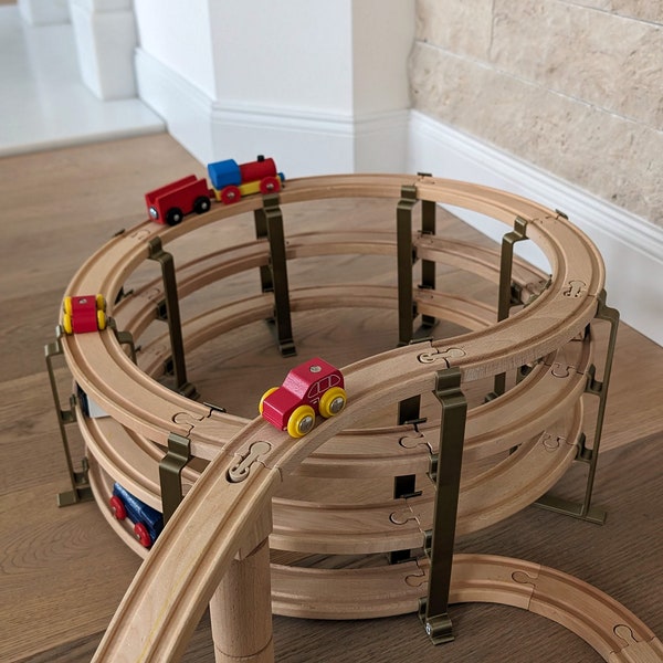 Spiralbrücke - Erweiterung für Holzeisenbahn Brio / IKEA Stützen Holzschiene Kreiselbrücke