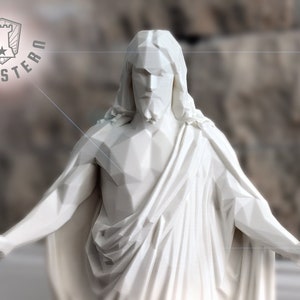 Jesus Christus Christ MODERN Low Poly Erlöser Statue Thorvaldsen Jesusfigur LDS Skulptur Geschenk