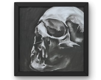 Charcoal skull. Dark art. Dark wall art. Charcoal drawing on paper. Dark art lover. Skull lovers. Horror art. Horror lovers.