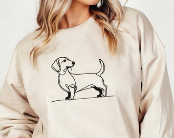 Dachshund Sweatshirt, Dachshund Shirt, Dachshund Sweatshirt, Dachshund Gift, Cozy Canine Line Art, Dog Lover Apparel, Dachshund Clothes