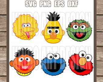 Street Monsters faces, SVG and PNG, Instant Digital