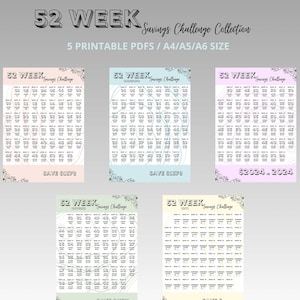 52 Week Savings Challenge Printable, 52 Weeks Money Saving Challenge, Save 1378 In 52 Weeks, A6/A5/A4 52 Week Challenge