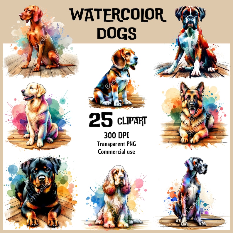 Watercolor Dogs Clipart Dogs PNG Download Clipart Printable Dog ...