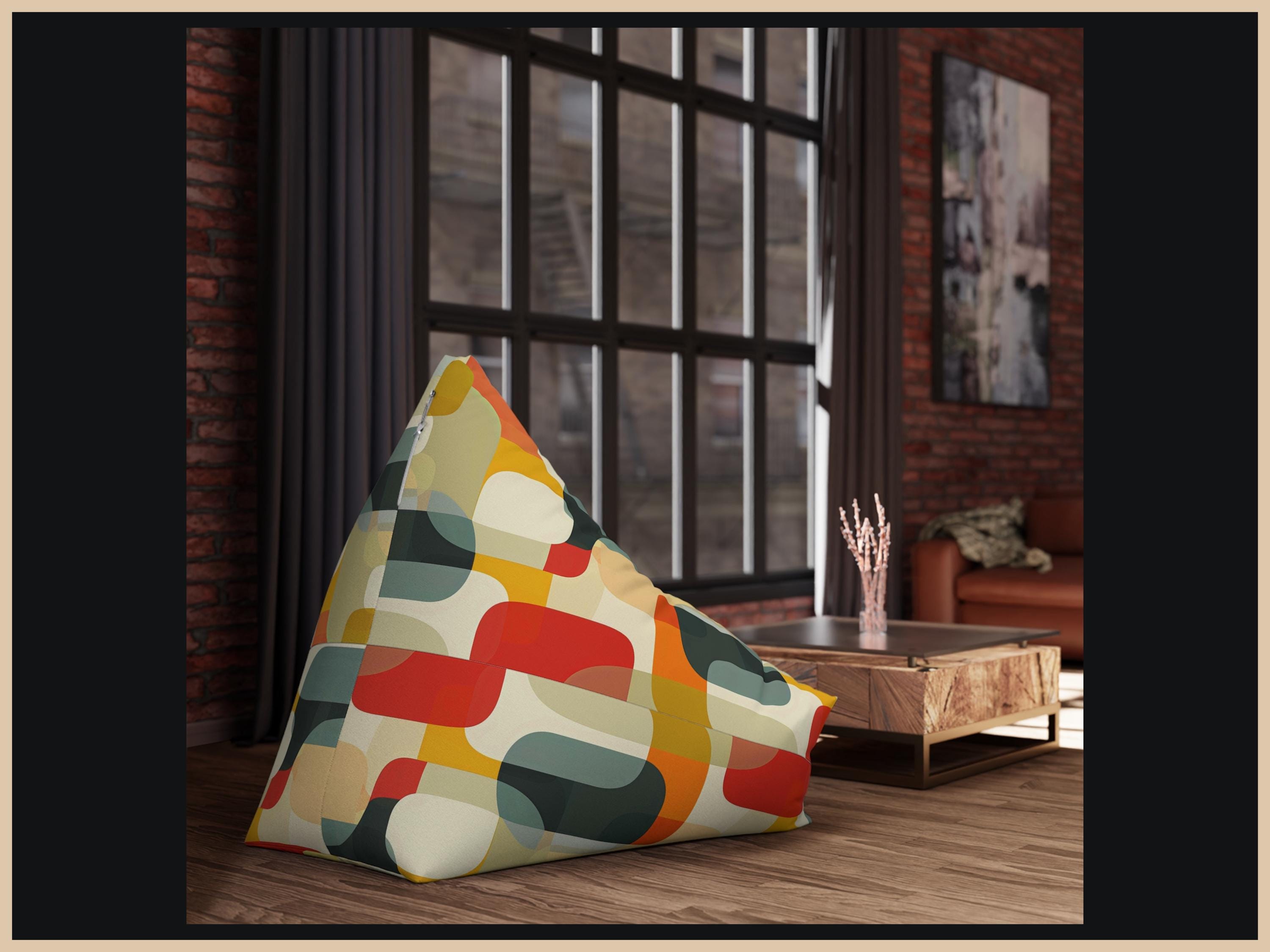Retro Flower Pattern - Sustainably Made Bean Bag Chair Cover