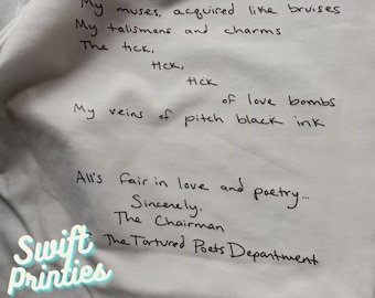 The Tortured Poets Department | TTPD T-shirt | All’s Fair in Love and Poetry Swiftie Merch | Taylor Merch | Taylor Fans Gift | Reputation